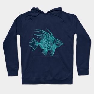 Blue John Dory Linocut Fish Hoodie